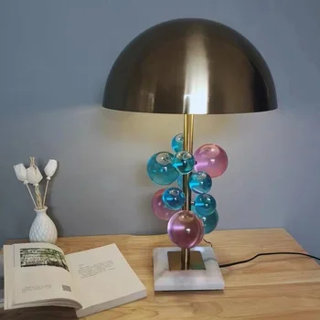 post-Modernās Crystal LED Galda Lampas Guļamistabas Gultas Luksusa Kristāla Galda Lampas Dzīvojamā Istabā Zelta, Metāla, Marmora Gaismas