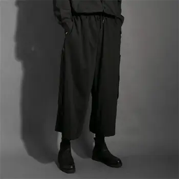 Vīriešu jauns klasiskās tumši modes zīmola Yamamoto stilu, personību, naktsklubs zaudēt plaša kāju, ragu apgriezts svārki