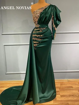 Viena Pleca, Zaļās Satīna vakarkleita 2023 Sirēna ar arābu Noapaļoti Oficiālu Vestidos Mujer De Elegantes Para Fiesta 2022