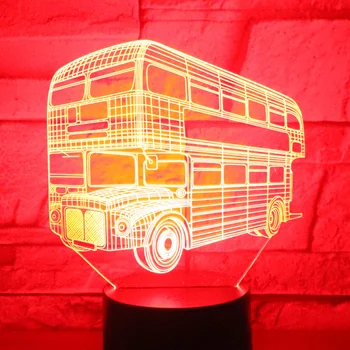 3D LED Nakts Gaisma divstāvu Autobusu Auto ar 7 Krāsas, Gaismas, Mājas Apdare, Lampas Pārsteidzošs Vizualizācijas Optiskā Ilūzija