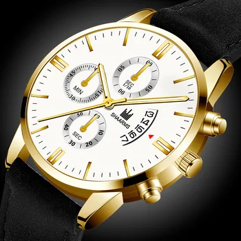 Luksusa Zelta Metāla Rokas pulksteņi Vīriešu Pulksteņi Fashion Trīs Acis Zelta Rādītāju, Biznesa Gadījuma Kvarca rokas Pulkstenis Vīriešiem reloj hombre