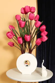 Mājas Dekori Mākslīgas Tulpes Tauriņš Orhideja, Magnolijas Zīda Ziedu Imitācijas Tulpju Ziedus, Iekštelpu Apdare, Rotājumi Podos