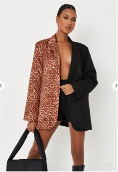 Leoparda Krāsas Pieskaņotu Sievietes Tērps 1 Gab., Žakete Modes Dizaineru Puses Balli Streetwear Karstā Meitene Ikdienas Valkāšanai Noliktavā