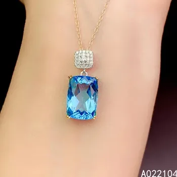KJJEAXCMY smalkas rotaslietas 925 tīra sudraba inkrustēts dabas Šveices zilais topāzs sievietes luksusa elegants taisnstūra pērle, Kulons, Kaklarota, suppo
